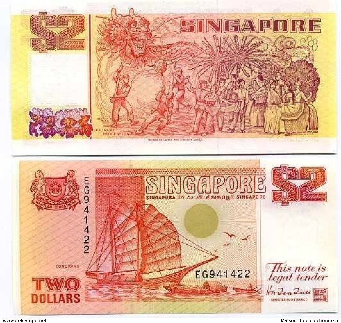 Billet De Collection Singapour Pk N° 27 - 2 Dollars - Singapour