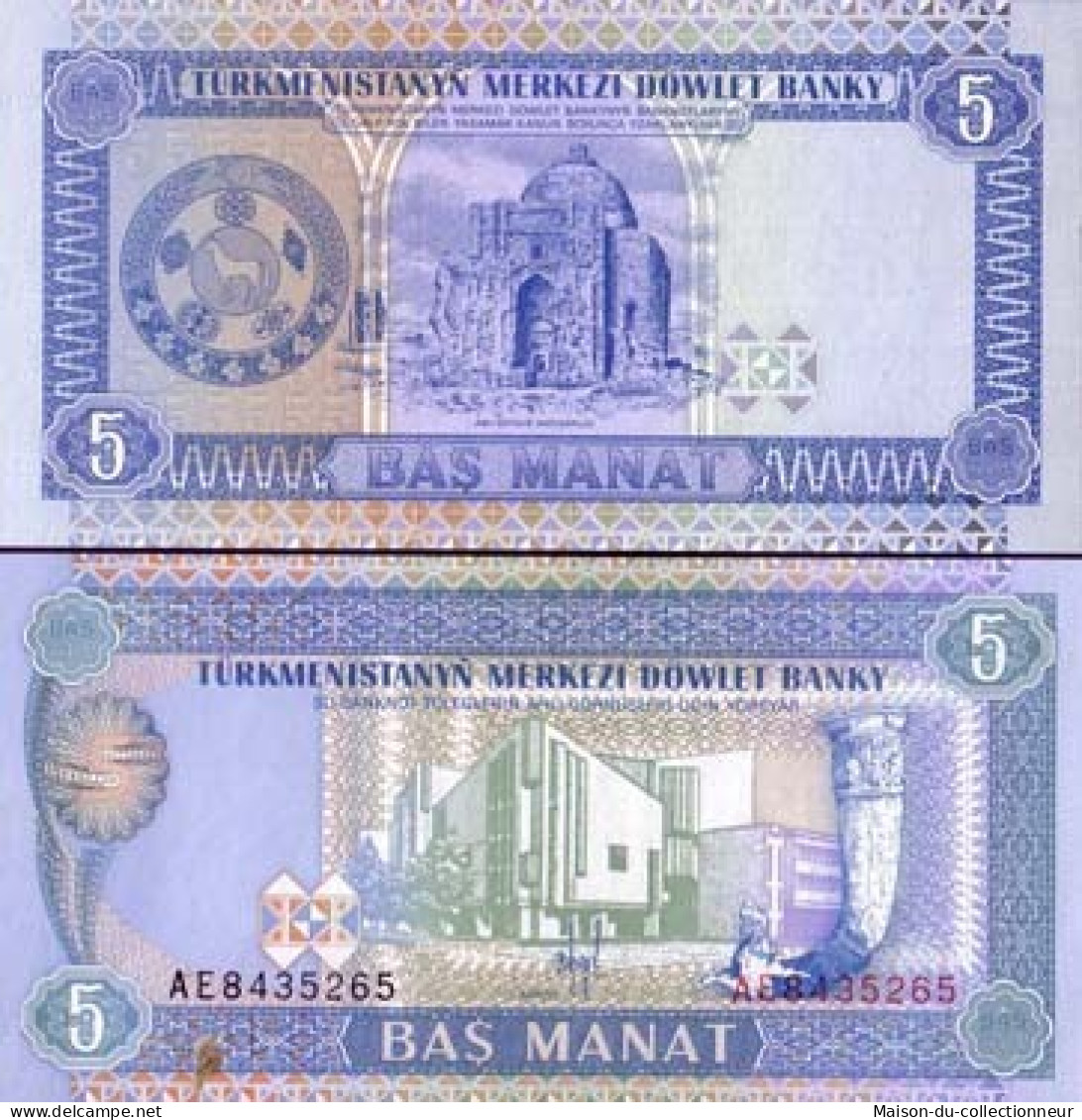 Billet De Collection Turkmenistan Pk N°  2 - 5 Manats - Turkmenistan