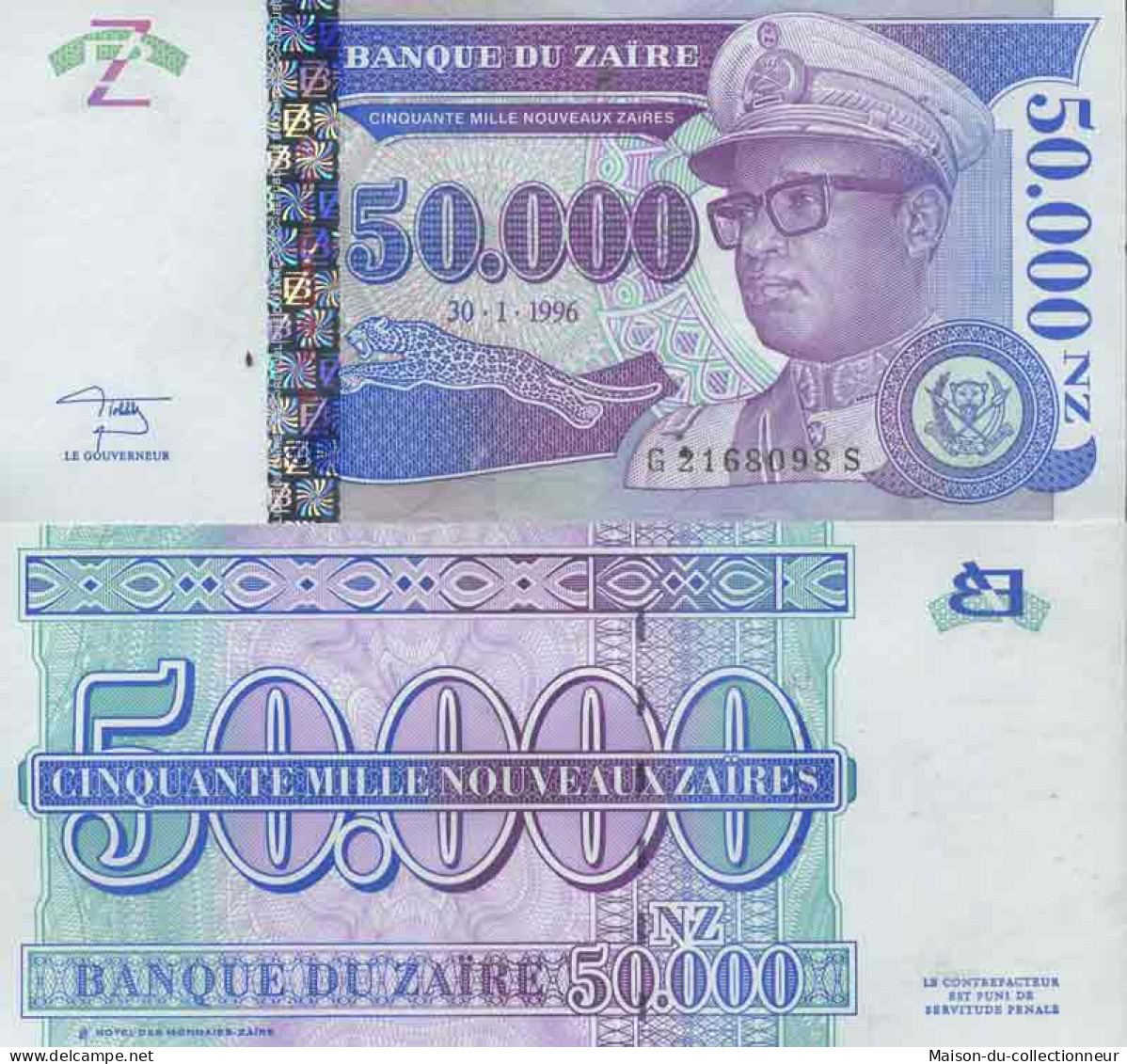 Billet De Banque Collection Zaire - PK N° 74 - 50 000 Zaires - Zaire