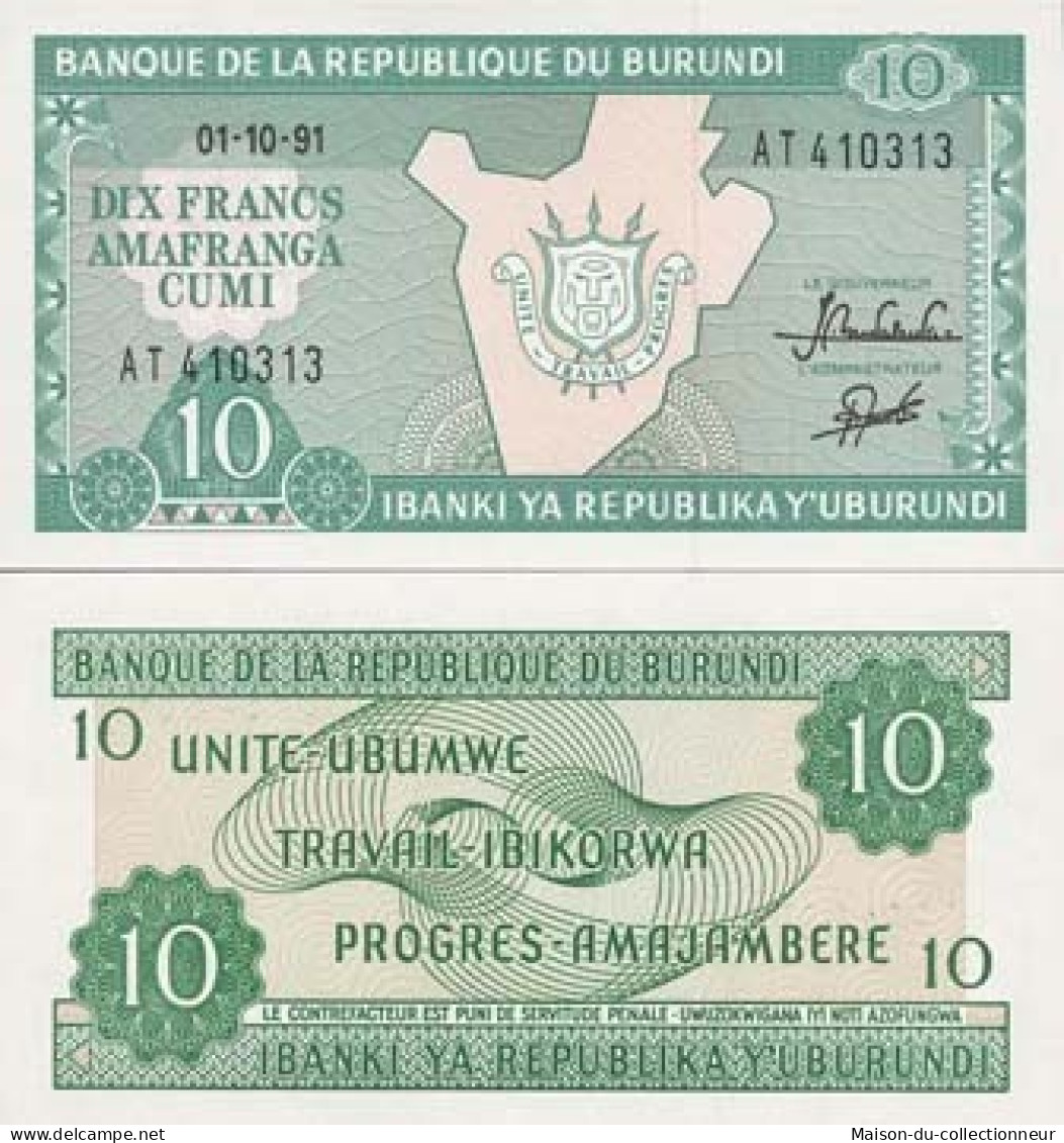 Billets De Banque Burundi Pk N° 33 - 10 Francs - Burundi