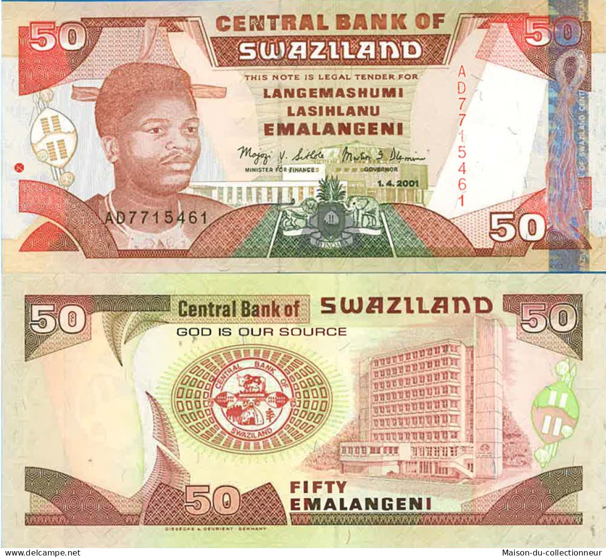 Billet De Banque Collection Swaziland - Pk N° 31 - 50 Lilangeni - Swaziland