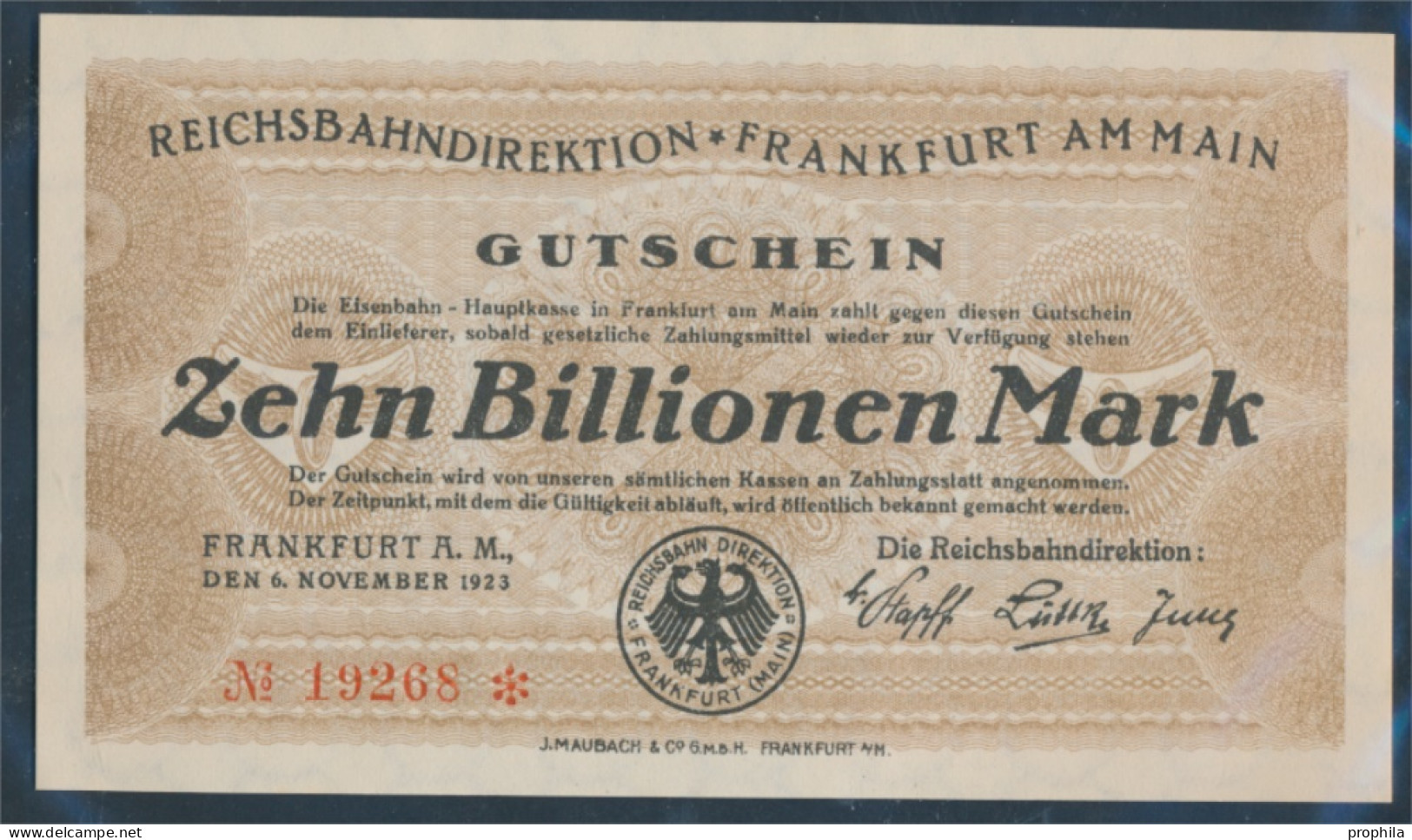 Frankfurt/Main Pick-Nr: S1228 Inflationsgeld Der Dt. Reichsbahn Frankfurt A. M. Bankfrisch 1923 10 Billionen M (10298896 - 10 Billionen Mark