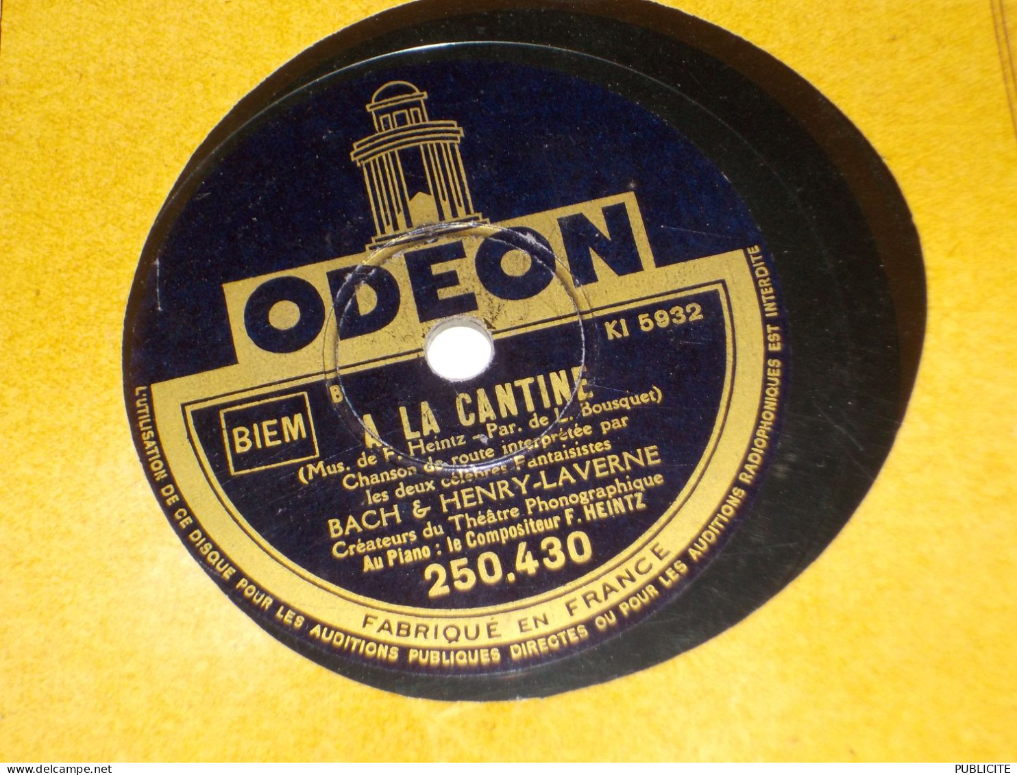 DISQUE 78 TOURS SCENE COMIQUE BACH ET HENRY LAVERNE  1931 - 78 T - Grammofoonplaten