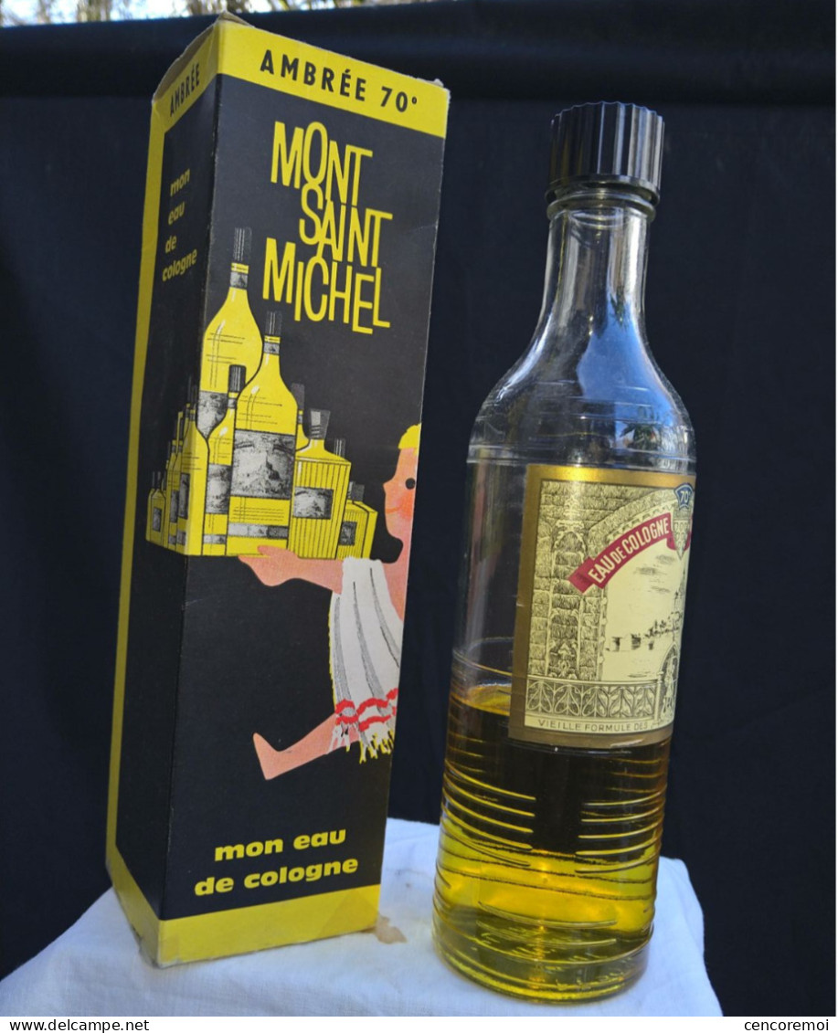 Flacon à Parfum Ancien, Eau De Cologne 70 °Mont Saint Michel, Boite Illustré D'après Hervé Morvan - Women