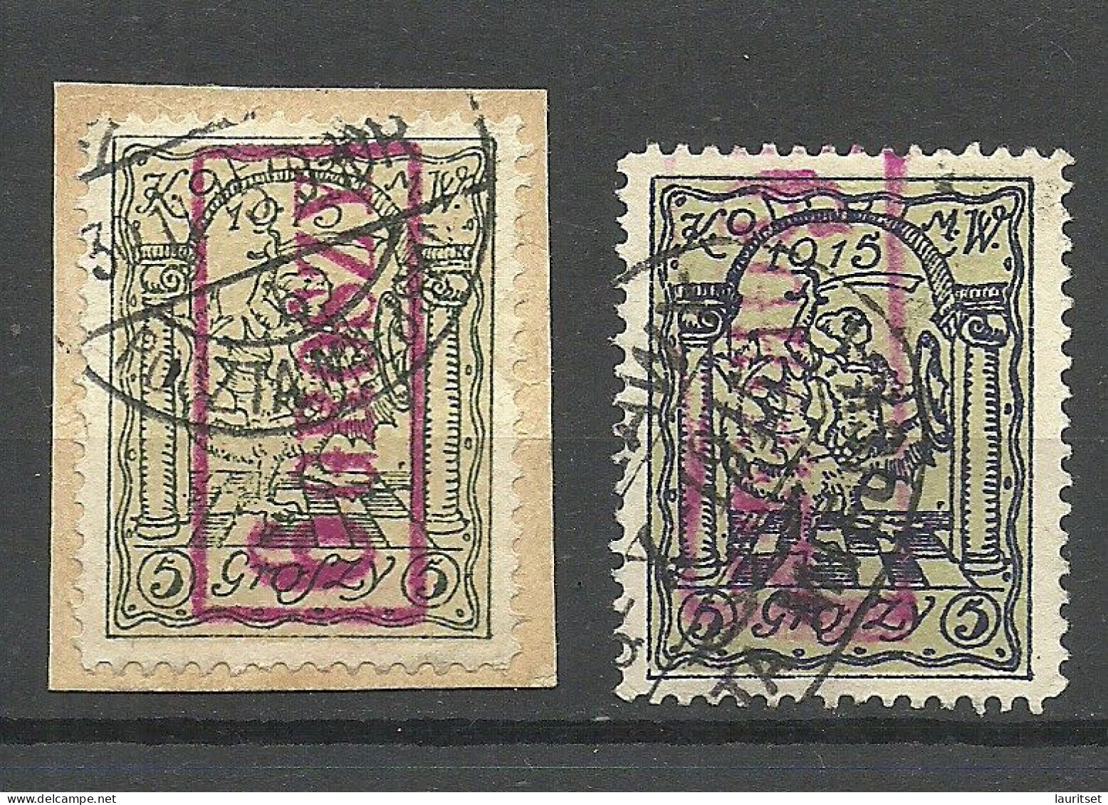 POLEN Poland 1915 Stadtpost Warschau Michel 4 B A + B, OPT Upwards + Downwards, Used - Usati