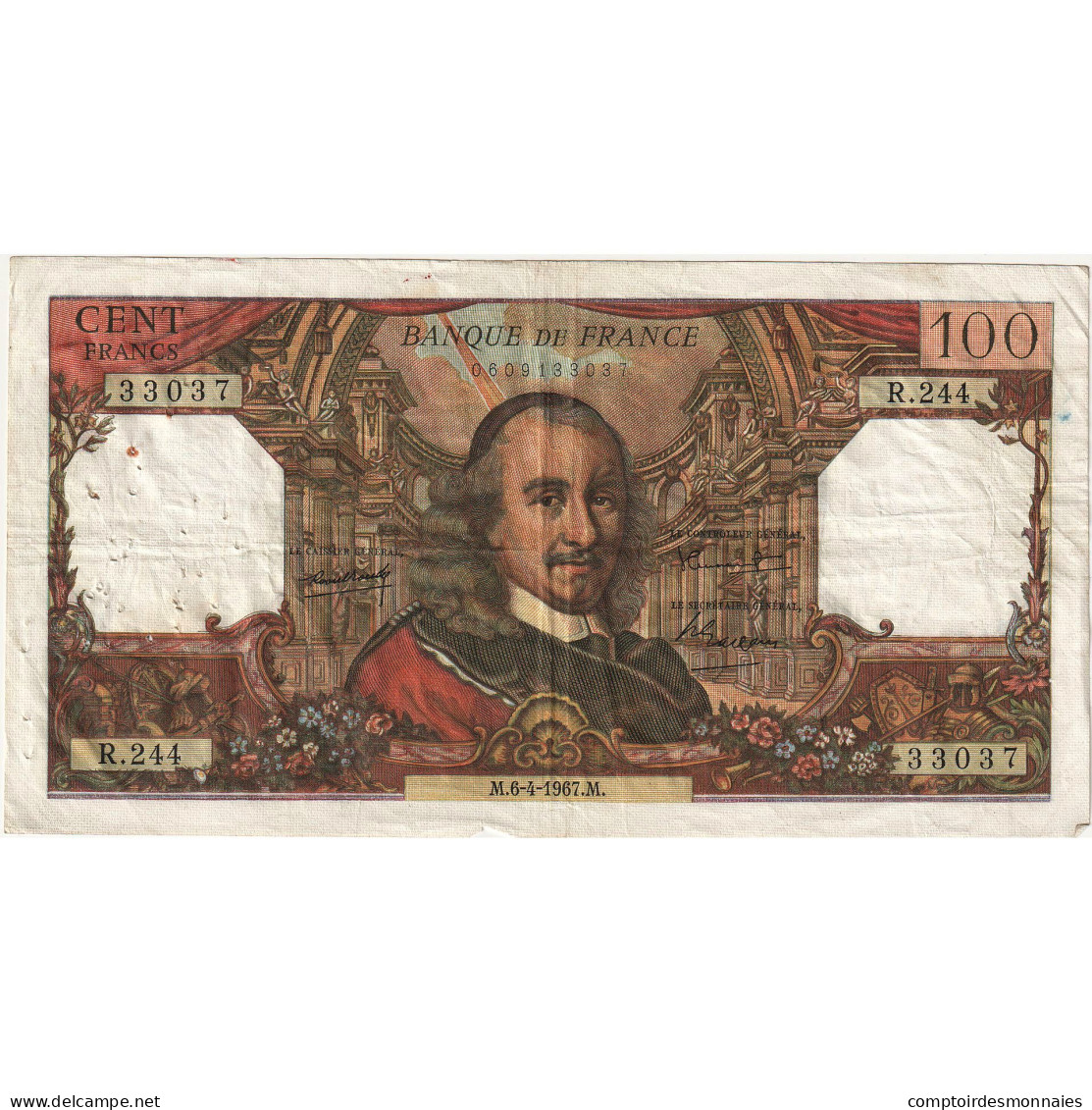 France, 100 Francs, Corneille, 1967-04-06, R.244, B - 100 F 1964-1979 ''Corneille''