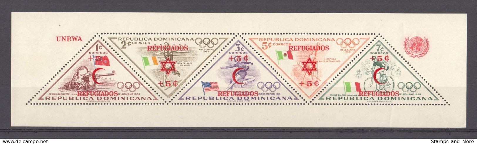 Dominican Republic 1958 Mi Blocks 14A-B + 16A-B MNH SUMMER OLYMPICS MELBOURNE - WORLD REFUGEE YEAR - Ete 1956: Melbourne