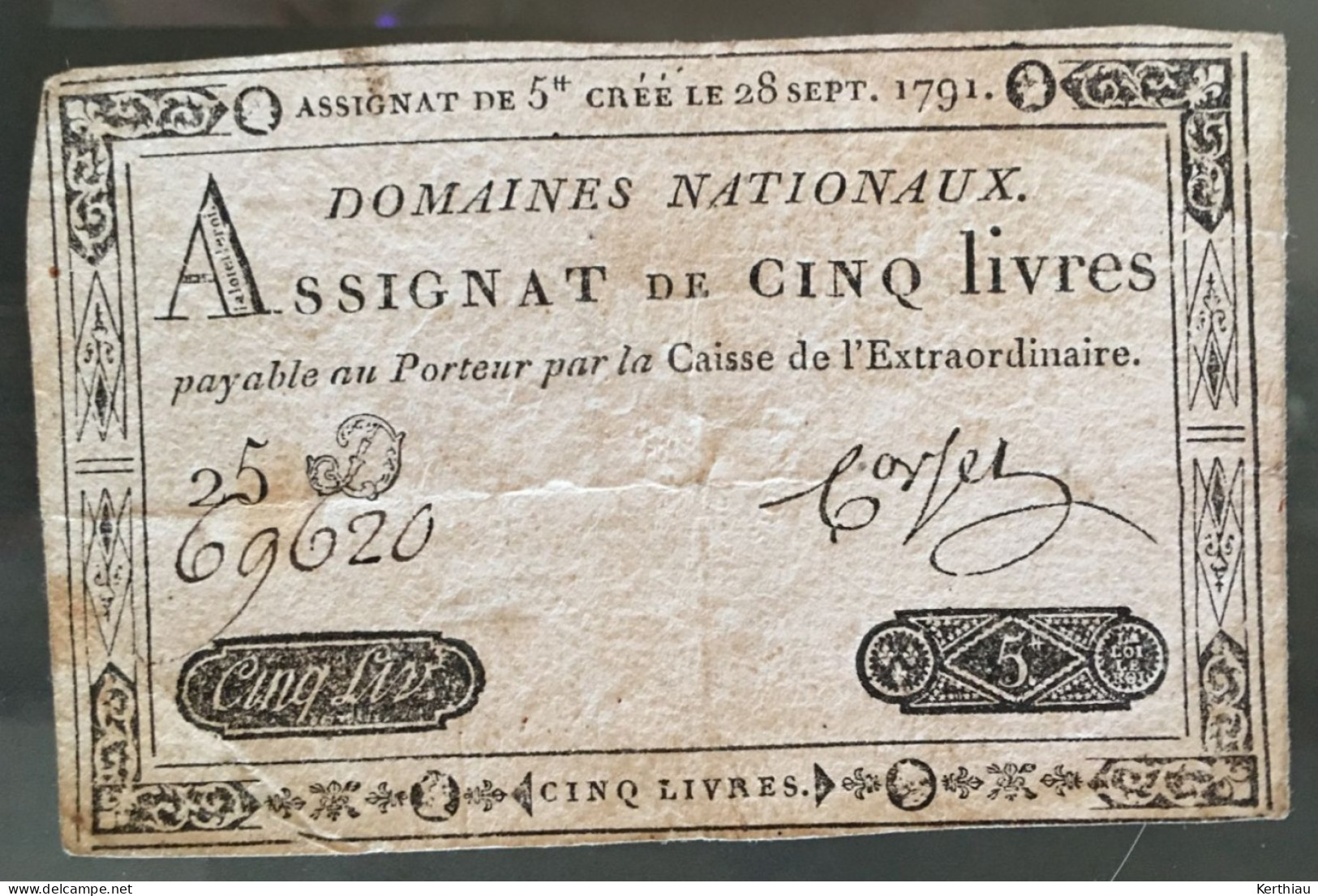 ASSIGNAT 5 Livres - Créé Le 28 Sept. 1791 - Assignate