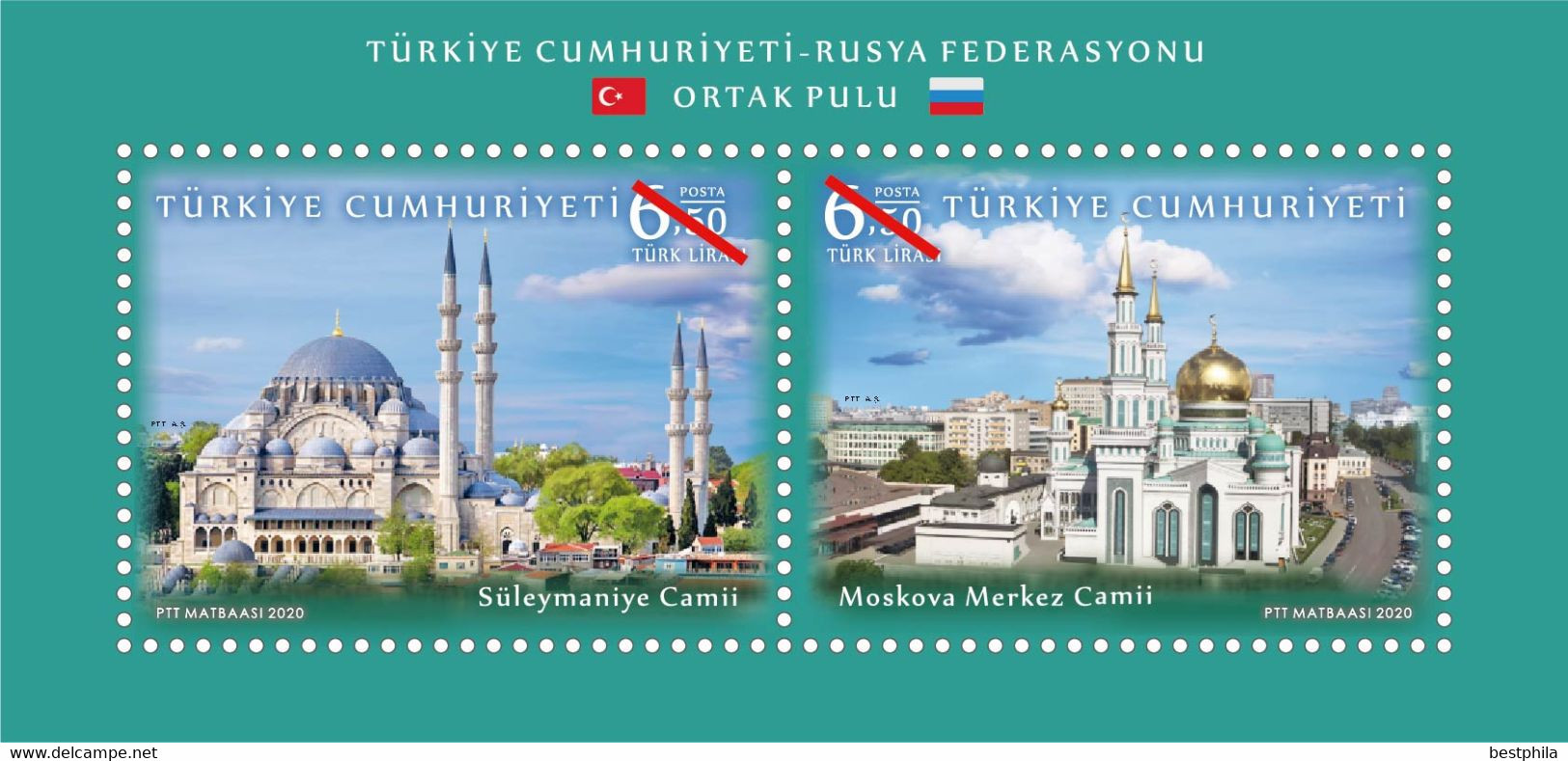 Turkey, Türkei - 2020 - Turkey The Russian Joint Stamps - 1.Mini S/Sheet, Block ** MNH - Ongebruikt