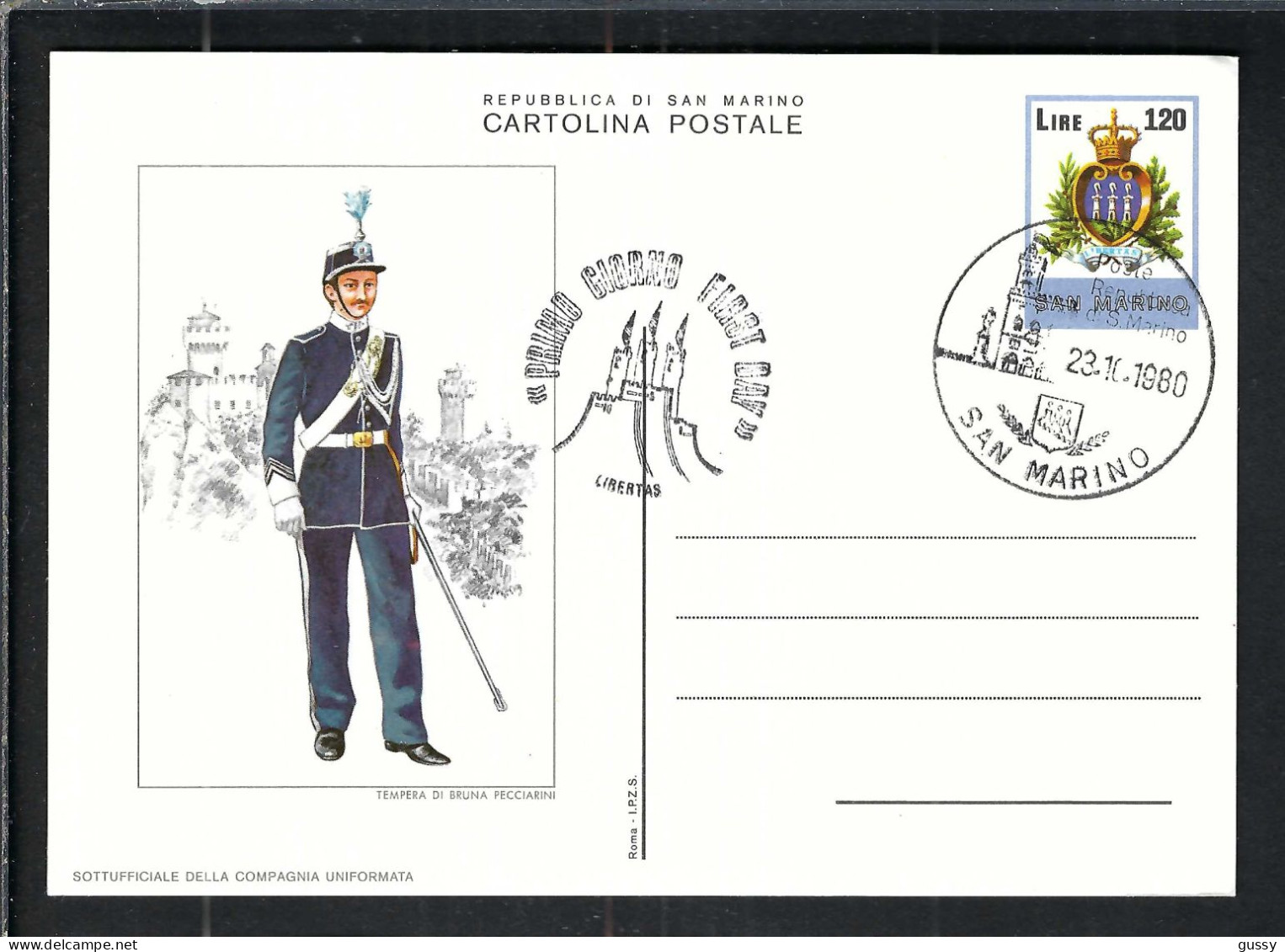 SAINT MARIN Ca.1980: Jeu De 4 CP Entiers Postaux Ill. "Uniformes" - Postal Stationery