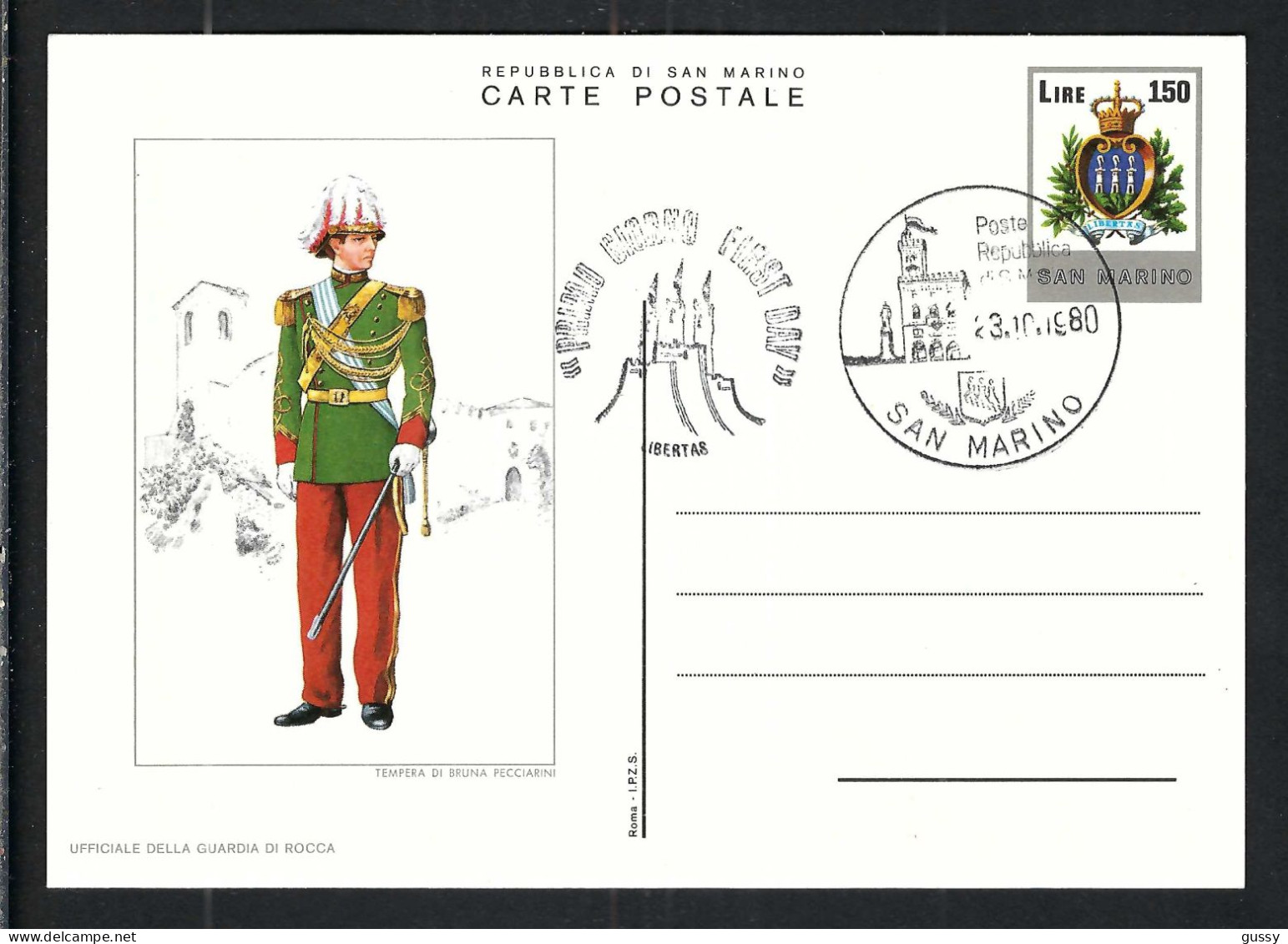 SAINT MARIN Ca.1980: Jeu De 4 CP Entiers Postaux Ill. "Uniformes" - Postal Stationery