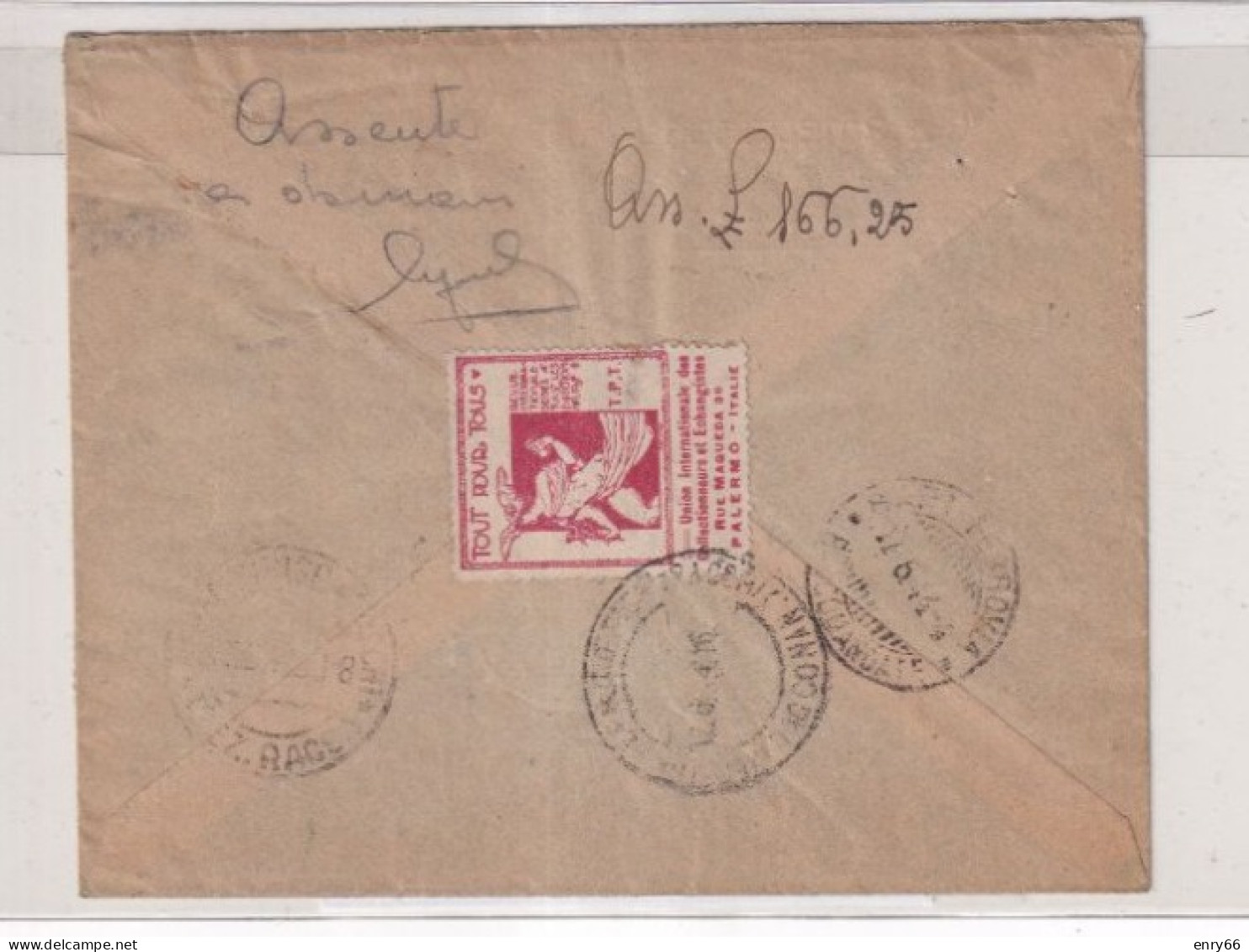 OCC. ANGLO-AMERICANA LETTERA RACCOMANDATA DA GESSO PER BARI 4-7-1944 - Anglo-american Occ.: Sicily