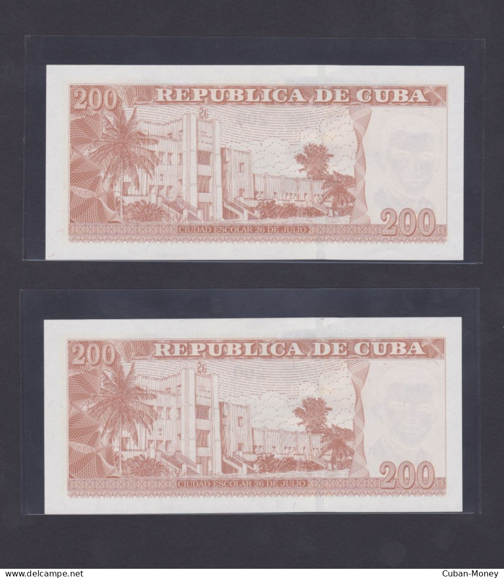 CUBA 200 PESOS 2021 SC/UNC, Pareja Consecutiva - Cuba