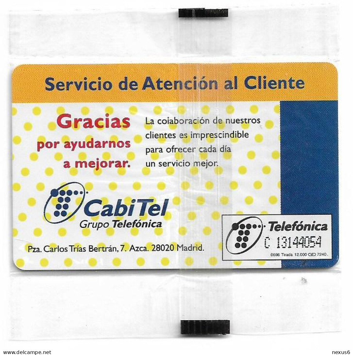 Spain - Telefónica - Servicio De Atencion Al Cliente - P-209 - 06.1996, 2.100PTA, 12.000ex, NSB - Emissioni Private