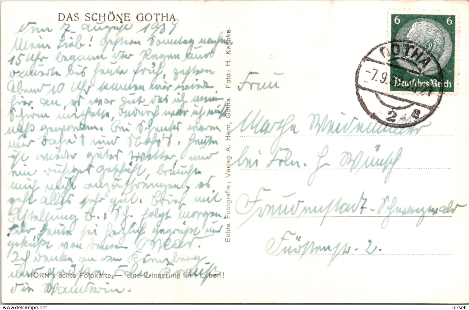 Thüringer Waldbahn , Gotha-Tabarz (Stempel: Gotha 1939) - Gotha