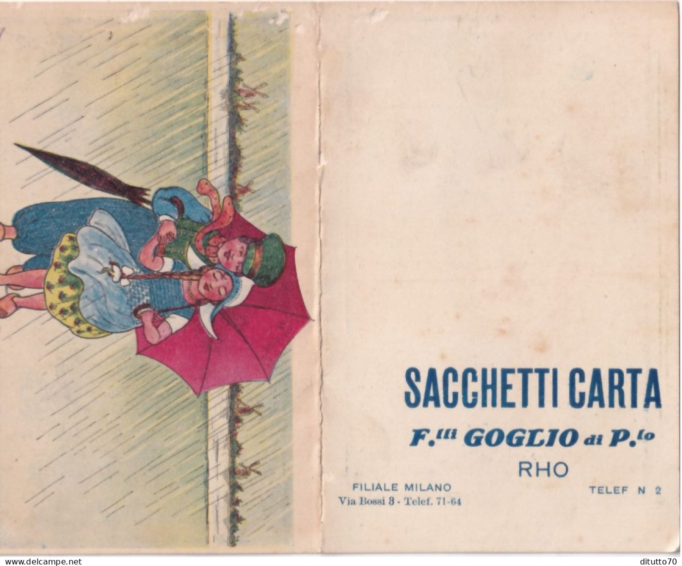 Calendarietto - Sacchetti Carta - F.lli Goglio Di P.lo - Rho - Anno 1915 - Klein Formaat: 1901-20