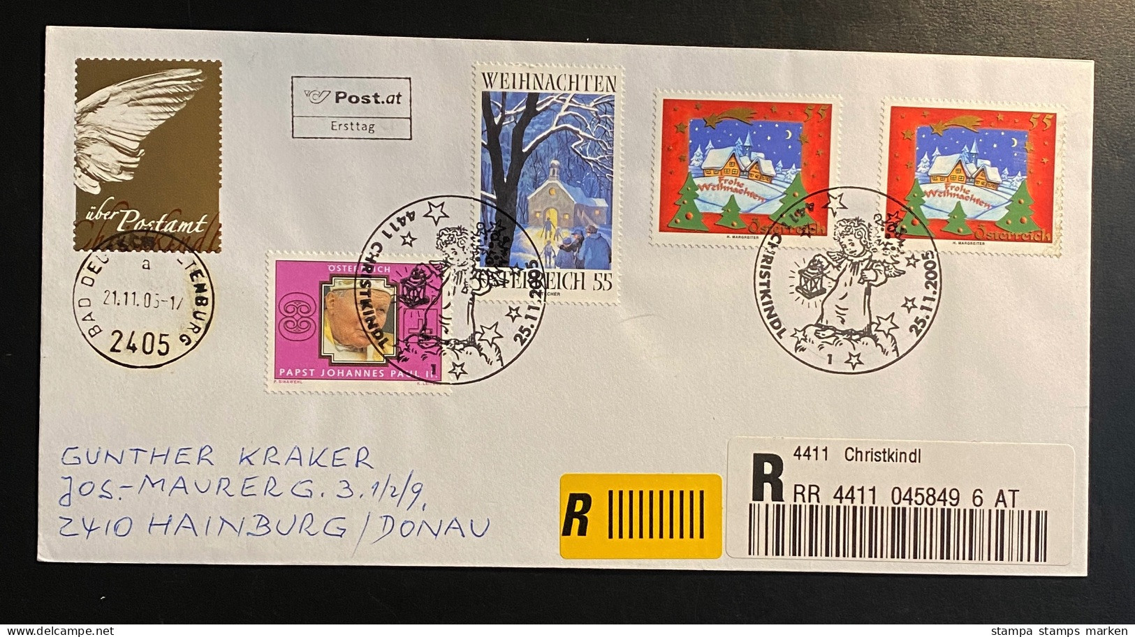 Österreich 2005 Weihnachten Mi. 2561, 2563 (2x), 2421 Auf R-Brief, FDC Sonderstempel CHRISTKINDL - Lettres & Documents