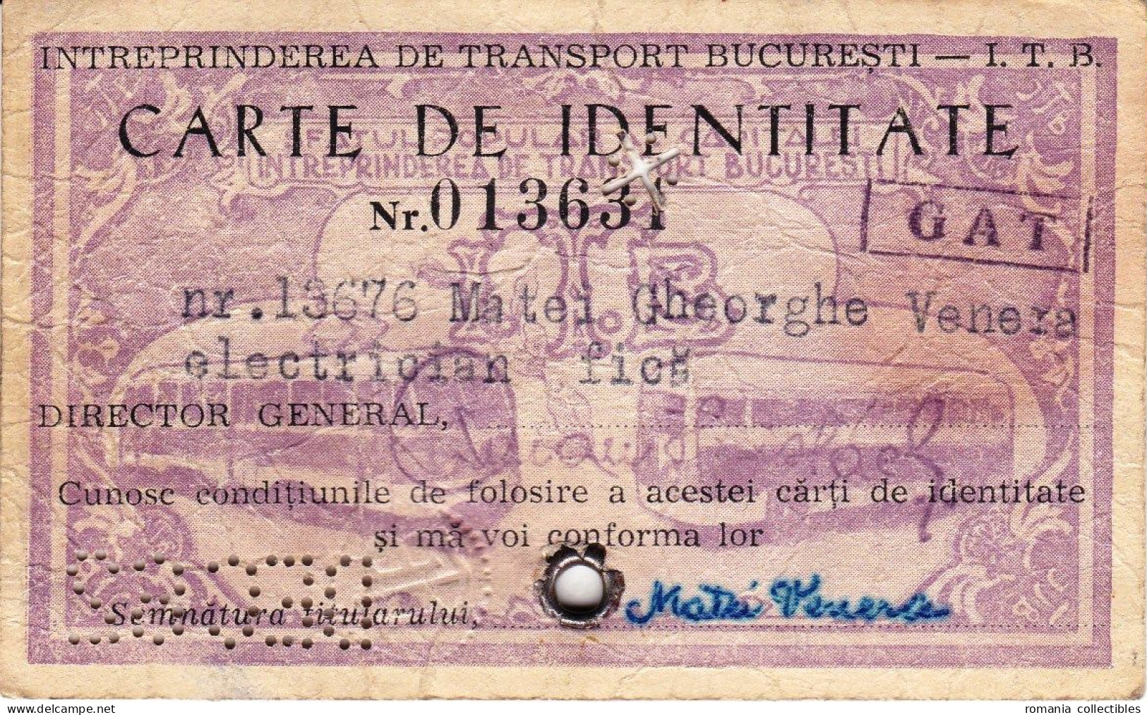 Romania, 1962, Bucharest Tramway - Vintage Transport Pass, ITB - Other & Unclassified