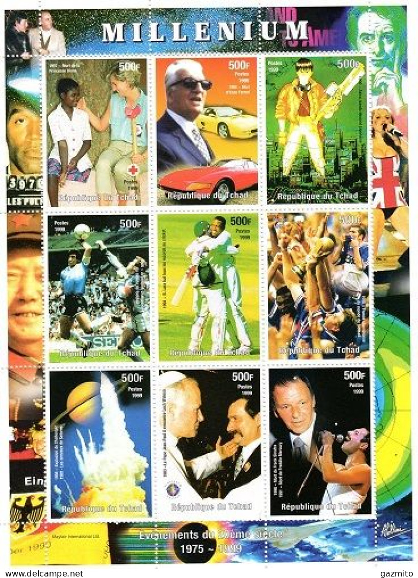 Tchad 1999, Millenium, Diana, Red Cross, Ferrari, Cartoons, Football, Cricket, Space, Pope J. Paul II, Sinatra, 9val - 1994 – Estados Unidos