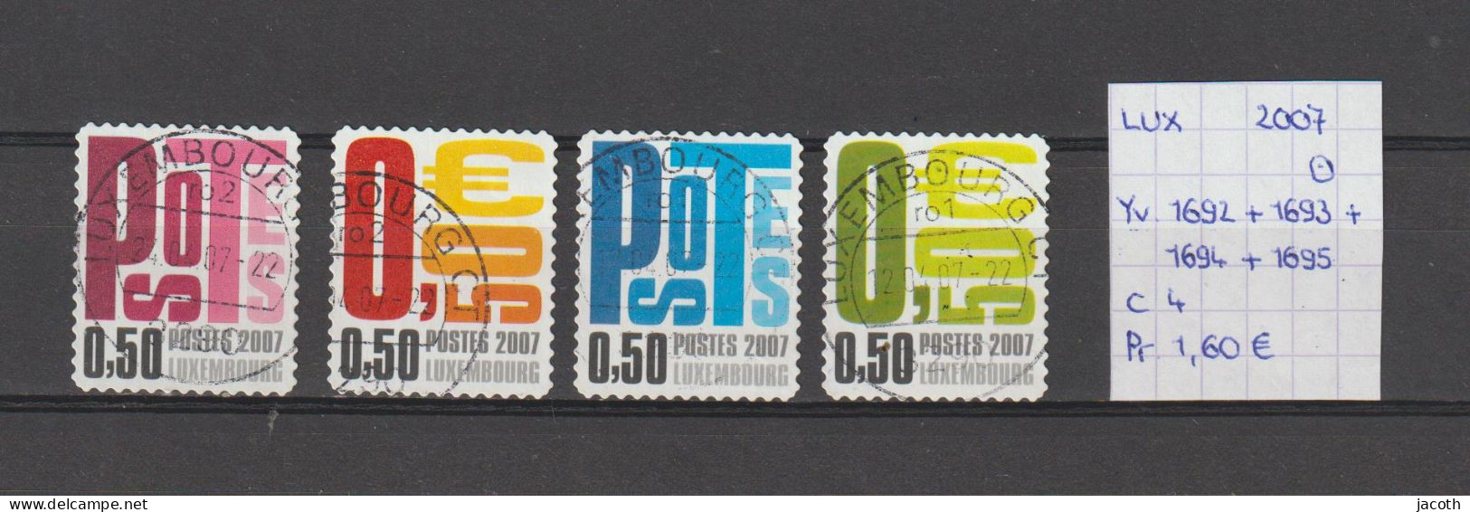 (TJ) Luxembourg 2007 - YT 1692 + 1693 + 1694 + 1695 (gest./obl./used) - Used Stamps