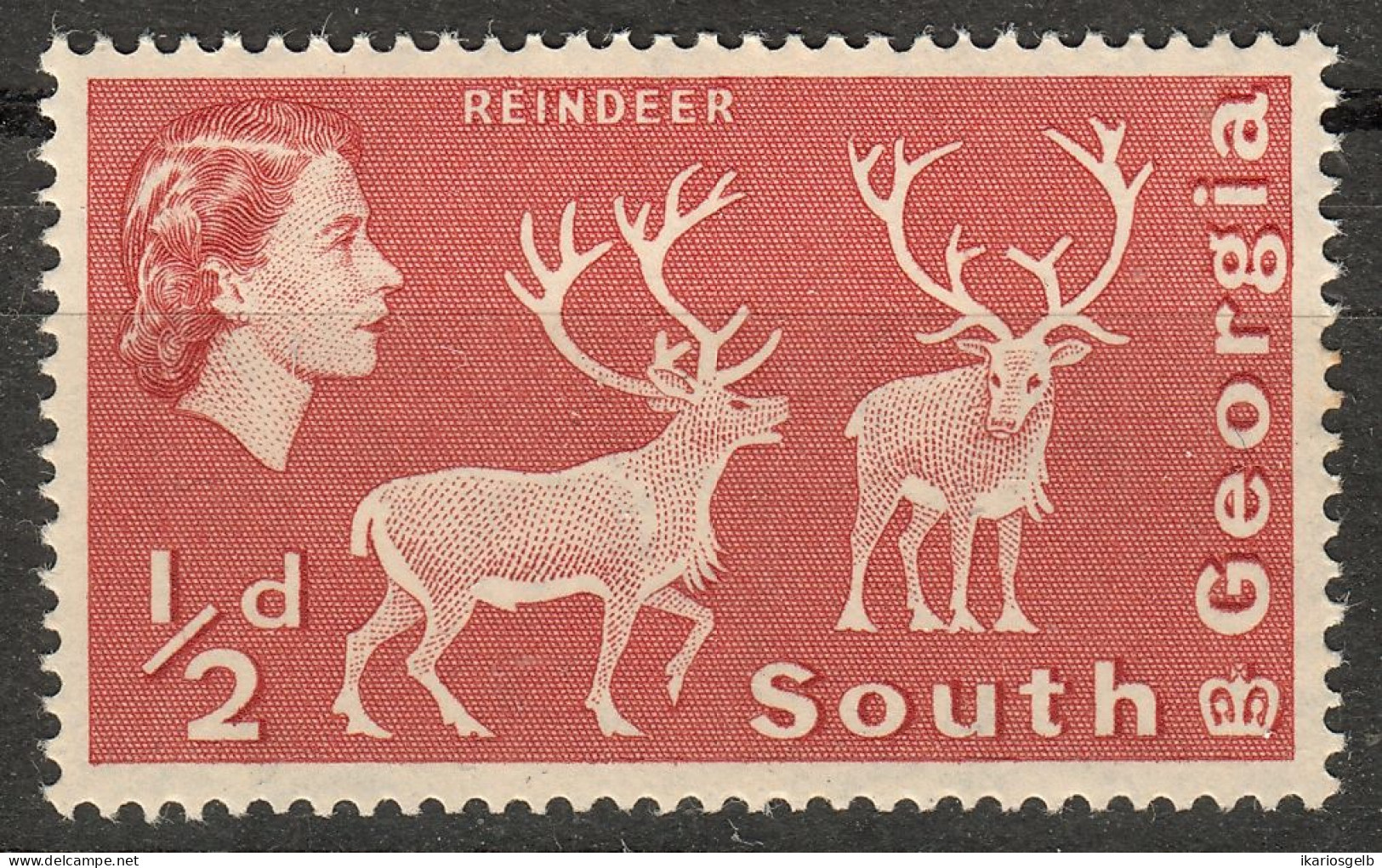 SOUTH GEORGIA Südgeorgien Era EII 1/2d Reindeer Stamp ** - South Georgia