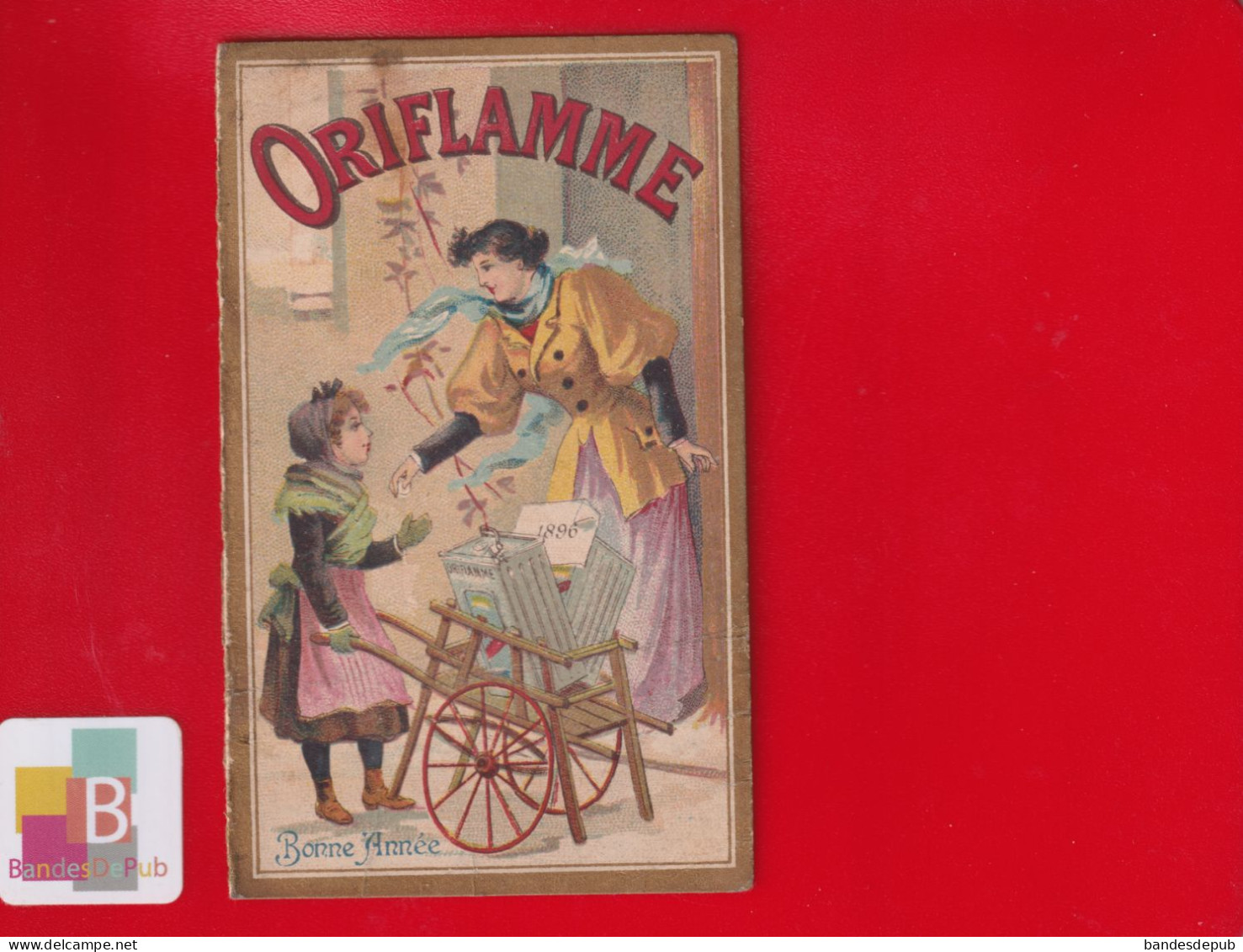 Calendrier 1896 Oriflamme Pétrole De Luxe Imp. Leménil Asnières Marchande Bidons  Colleur Affiche - Klein Formaat: ...-1900