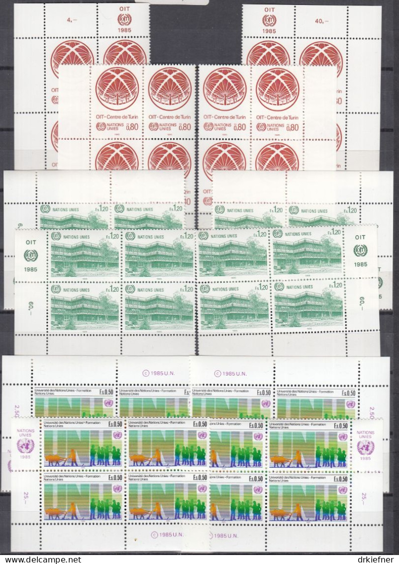 UNO Genf Jahrgang 1985, 4x 4erBlock, Alle 4 Ecken, Postfrisch **, 127-136, Komplett - Ongebruikt