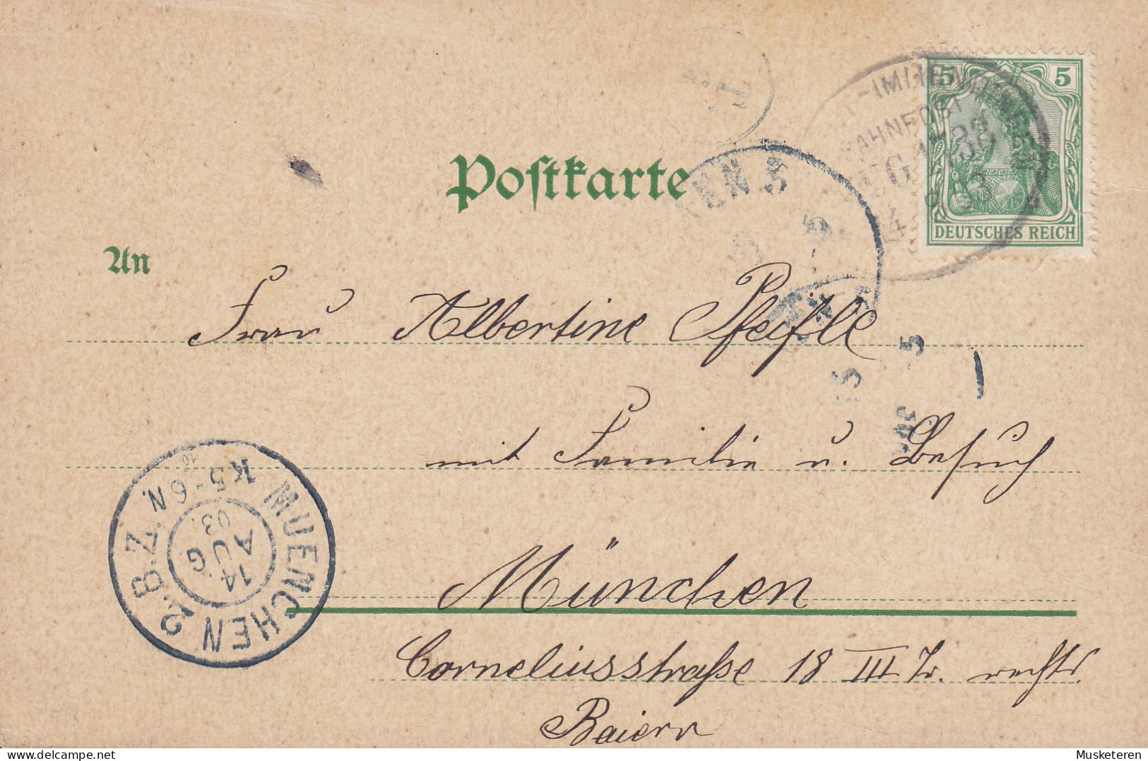 Deutsches Reich PPC Gruss Aus Horheim (Litho) Friedr. Stadler, Konstanz. Ambulant Bahnpost Zug 1733, 1903 MÜNCHEN (Arr.) - Waldshut-Tiengen
