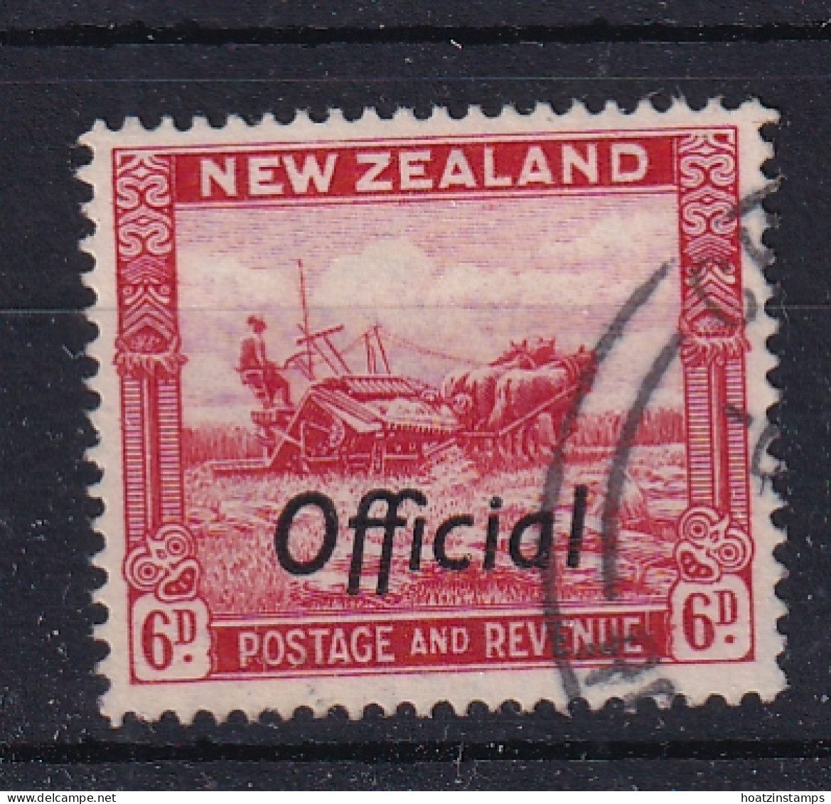 New Zealand: 1936/61   Harvesting 'Official' OVPT   SG O127c   6d  [Perf: 14½ X 14]  Used - Officials