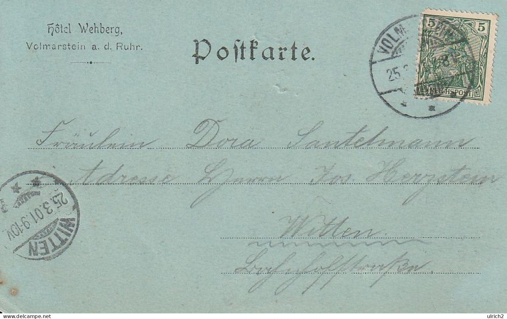 AK Gruss Aus Volmarstein - Blick Ins Ruhrtal Vom Kamp Gesehen - 1901 (67003) - Wetter