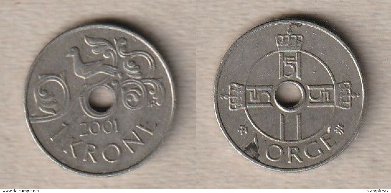 00312) Norwegen, 1 Krone 2001 - Norway