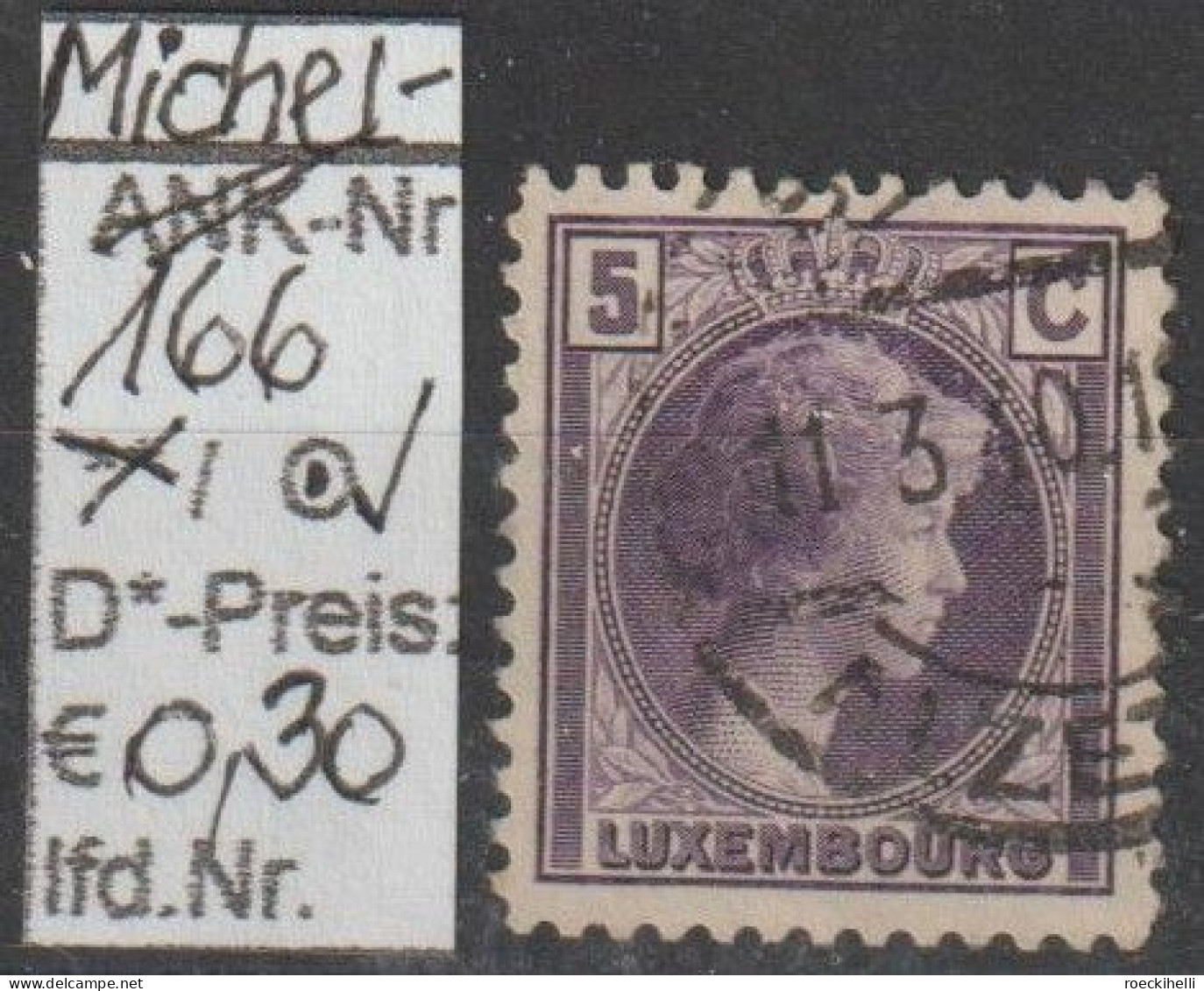 1926 - LUXEMBURG - FM/DM "Großherzogin Charlotte" 5 C Violett - O  Gestempelt - S.Scan (Lux 166o) - 1926-39 Charlotte De Perfíl Derecho