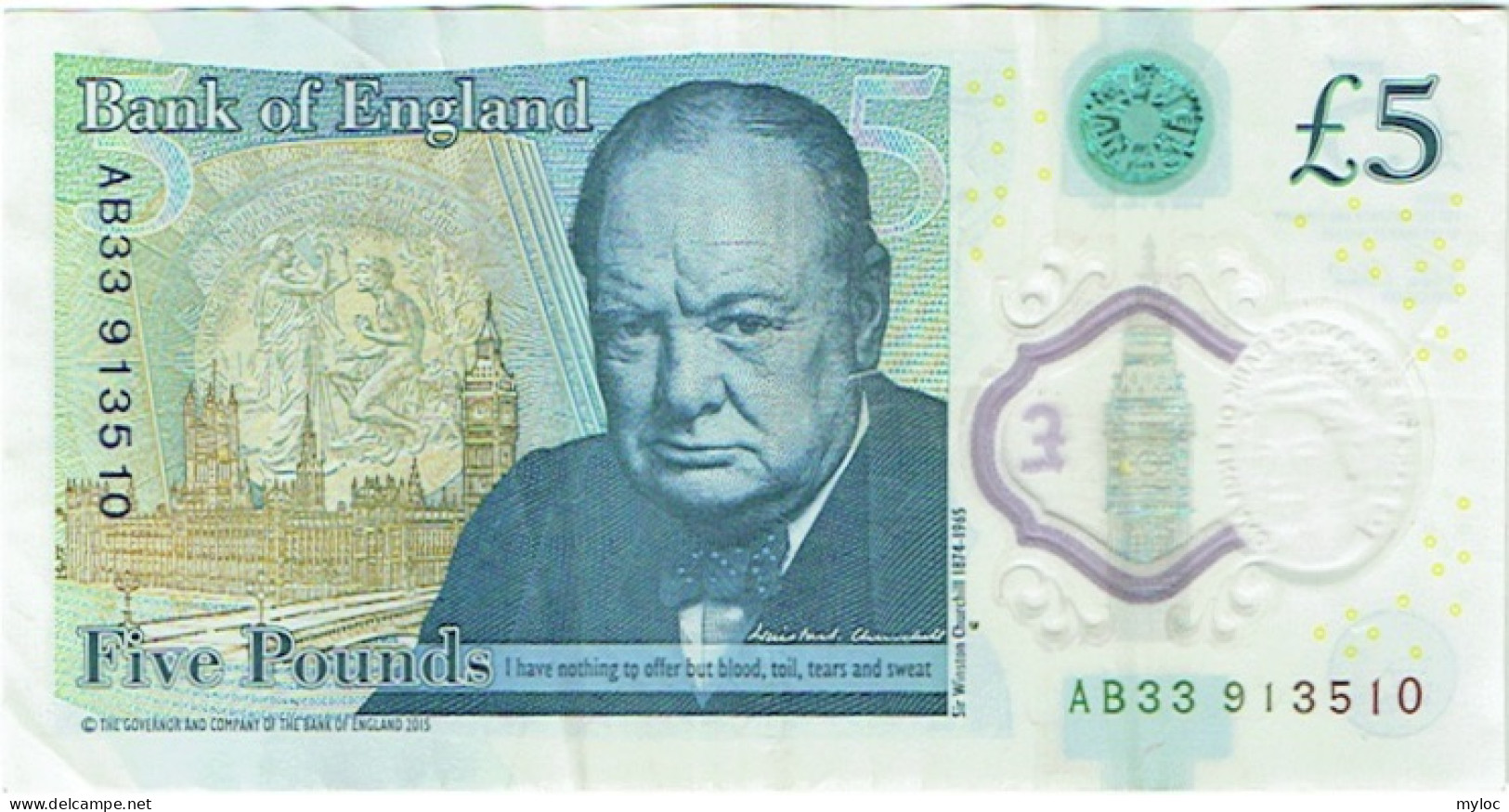 Billet. Bank Of England. 5 Pounds. 2015. - 5 Pounds