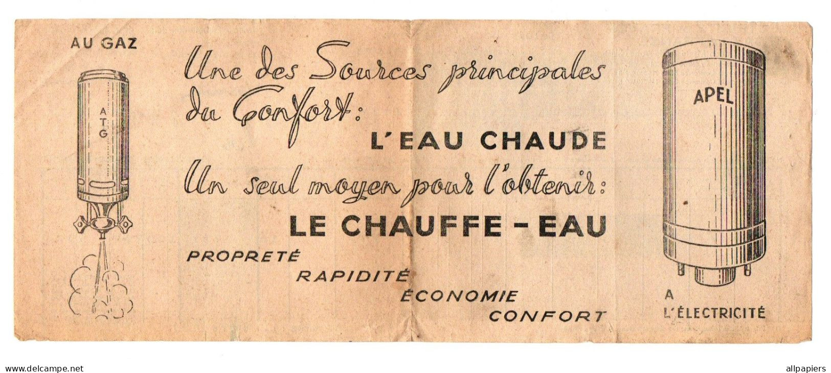 Relevé De Facture Electricité De France Et Gaz De France 1954 Avec Publicité Le Chauffe-eau - Format : 28x11 Cm - Electricity & Gas