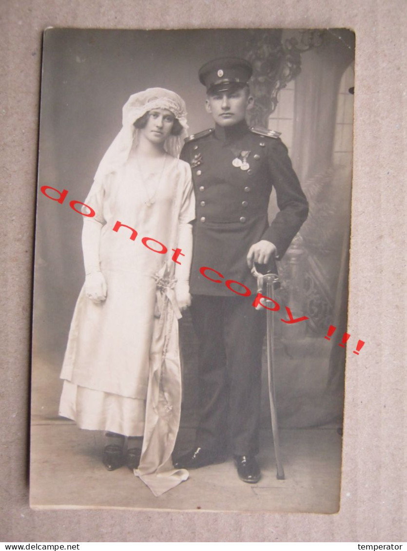 Serbia, Kosovo / Priština - Wedding, Serbian Officer With Saber, Medals ... ( 1925 ) Real Photo - Kosovo