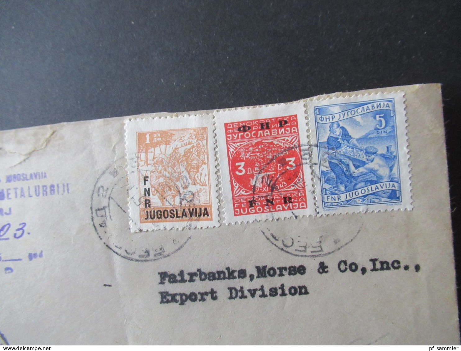 Jugoslawien 1950 Luftpost Geograd NY USA Marken Mit Aufdruck FNR / Generalna Direkcija Metalurgiji Vlade FNRJ - Covers & Documents