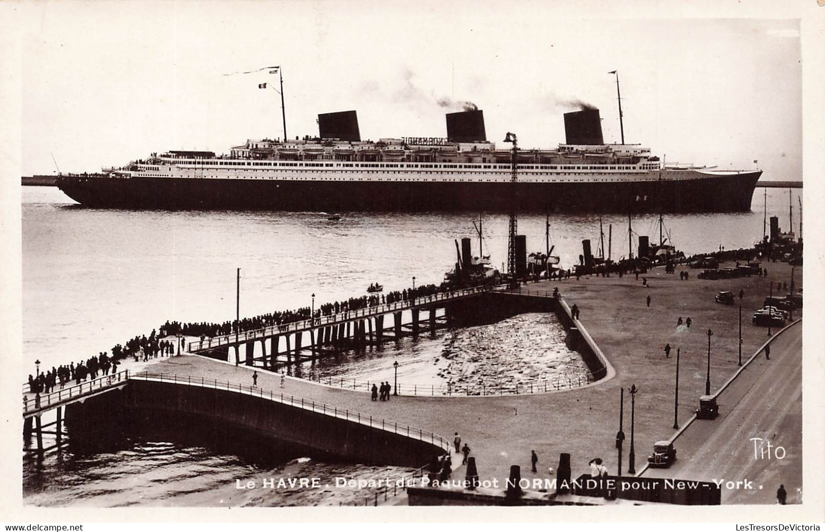 FRANCE - Le Havre - Départ Du Paquebot NORMANDIE Pour New York - Carte Postale Ancienne - Portuario