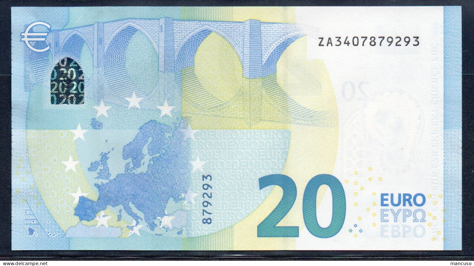 &euro; 20 BELGIUM ZA  Z001  DRAGHI  UNC - 20 Euro