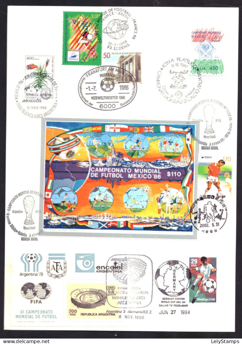 Large Card Various Stamps World Cup Soccer FDC Cancel - Sonstige & Ohne Zuordnung