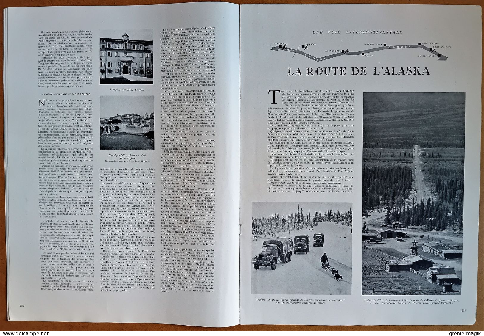 France Illustration N°22 02/03/1946 Vatican/Saint-Malo/Belgique/Route De L'Alaska (Dawson Creek-Fairbanks)/Navigation - Testi Generali