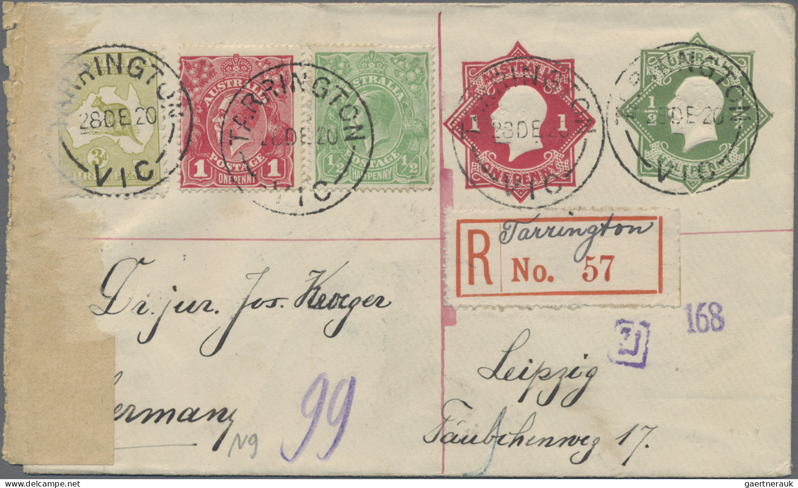 Australia - Postal Stationery: 1920, Stationery Envelope KGV Star 1/2d With Same - Ganzsachen