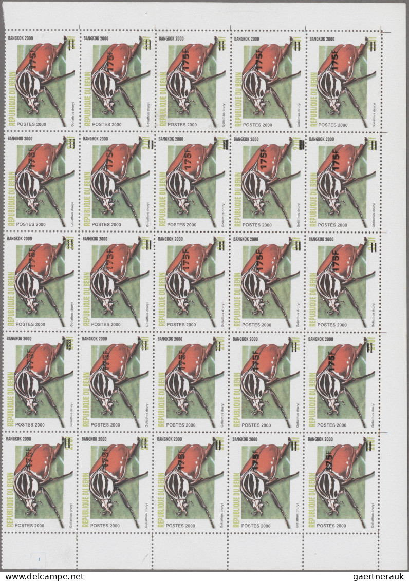 Benin: 2005/2006. Lot With 2 Partial Sheets Of 25 Stamps '175F On 270F' (on Beni - Benin - Dahomey (1960-...)