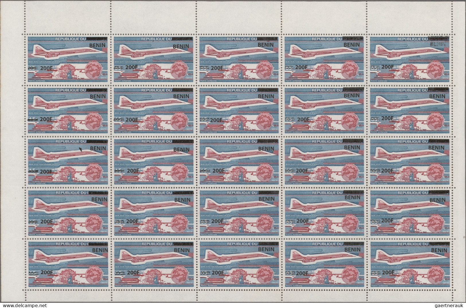 Benin: 2008/2009. Sheet Of 25 Overprint Stamps '200F On 65F' (on Dahomey #577 Sh - Benin – Dahomey (1960-...)