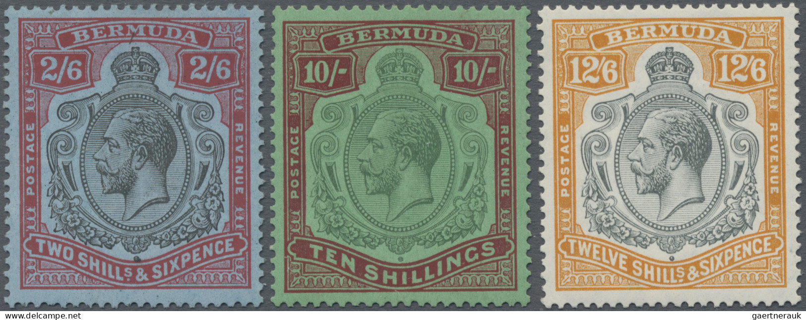 Bermuda: 1936, KGVI 2/6 Sh. Traces Of First Mount, And 10/ Sh. Or 12/ Sh., Mint - Bermudes