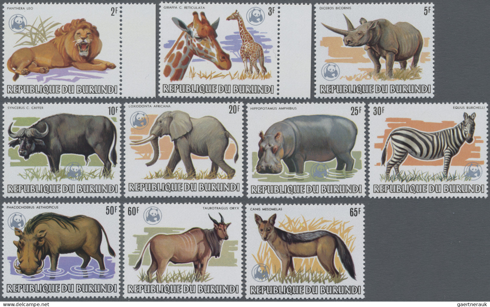 Burundi: 1982, African Wildlife/WWF 2fr.-85fr., Complete Set Of 13, Mint Never H - Nuevos