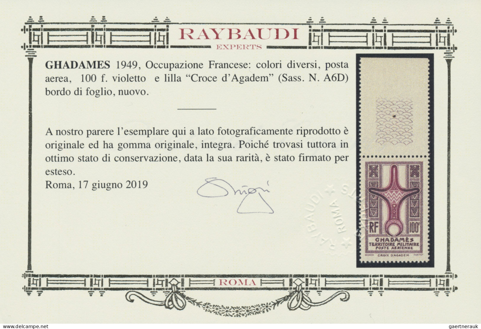 Ghadames: 1949, DIFFERENT COLOUR, 100 F Air Mail Violett/ Lila Instead Of The Is - Altri & Non Classificati