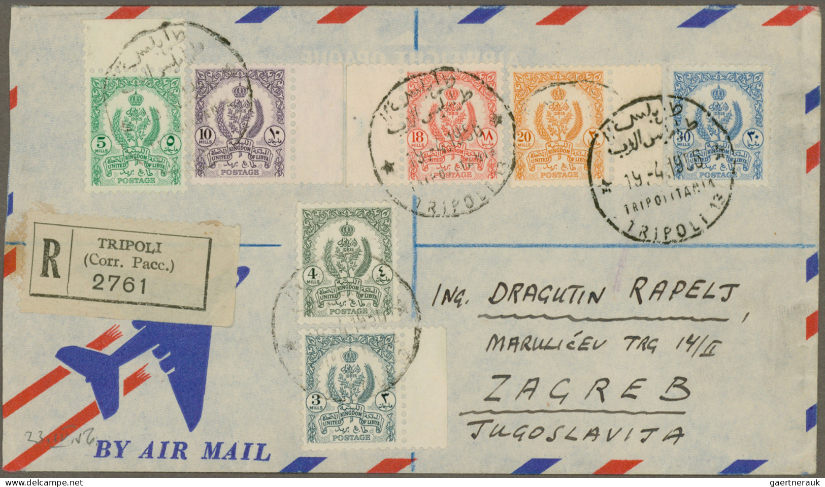 Libya: 1952/1956, Four Registered Covers From Tripoli Addressed For Zagreb (Croa - Libyen