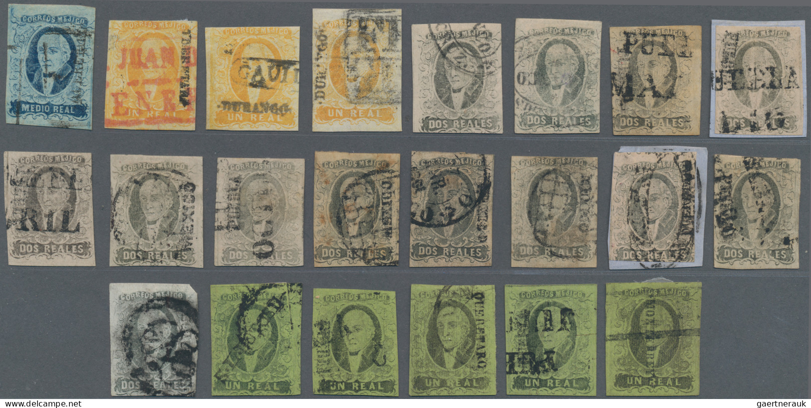 Mexico: 1856/61, Selection Of 44 Clean Used, Various Overprints And Postmarks, A - Mexique