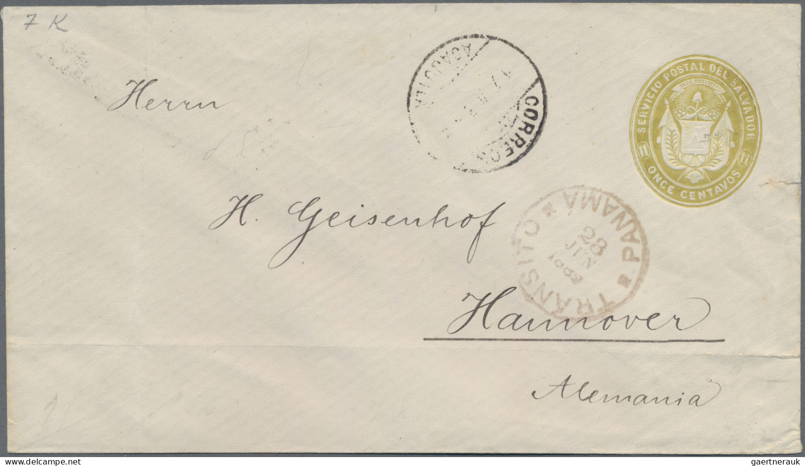 El Salvador - Postal Stationery: 1887 Postal Stationery Envelope On Private Orde - El Salvador