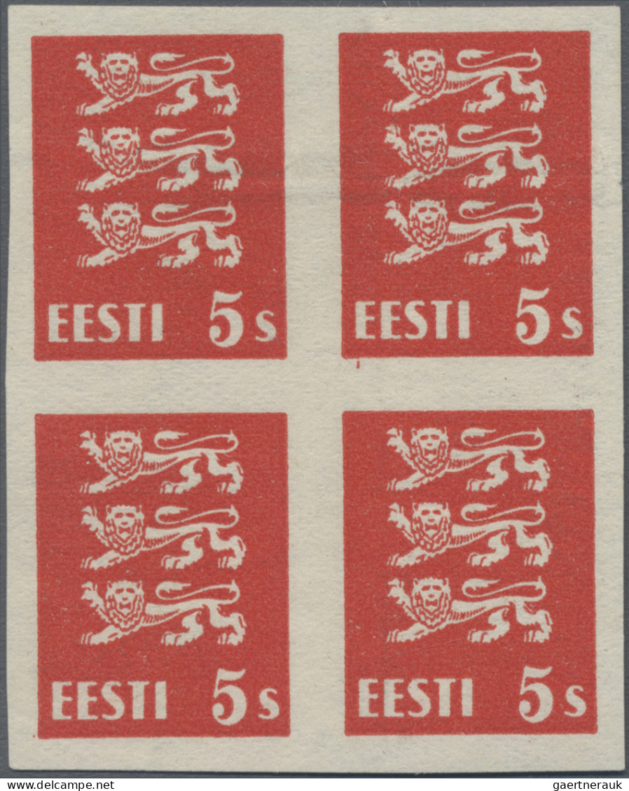 Estonia: 1928/1929, Definitives Coat Of Arms "Lion", 5s. Red, Imperforate Proof - Estland